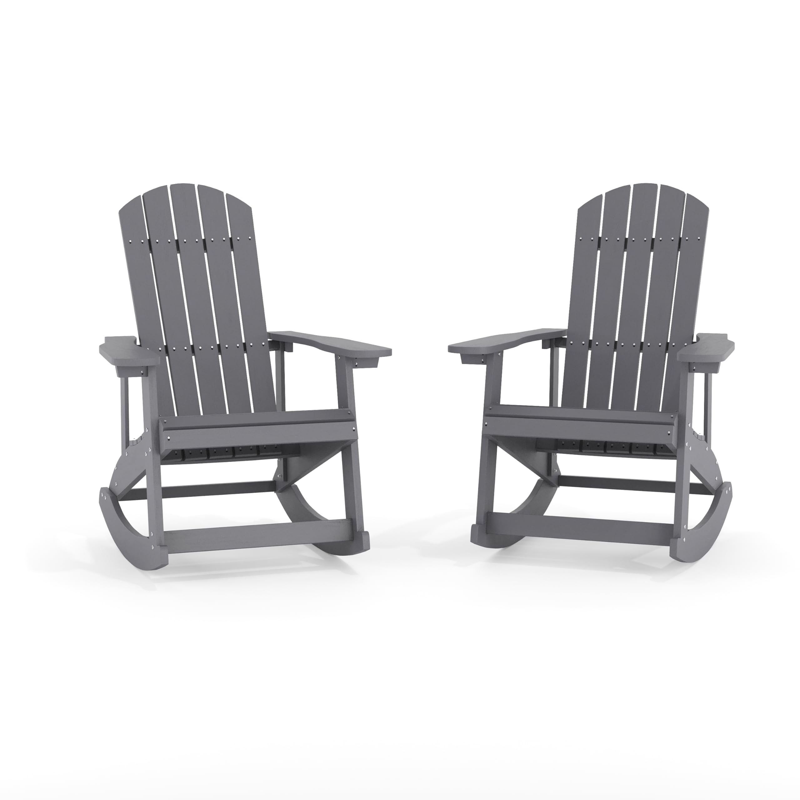 Flash Furniture Savannah All Weather Adirondack Rocking Chairs, Polyresin Wood Adirondack Chair with 350-lb. Static Weight Capac