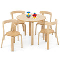 HONEY JOY Kids Table and Chair Set, Bentwood Toddler Round Table and 4 Chairs for Craft Art, Building Block, 5-Piece Children Fu
