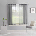 Gray Sheer Voile Curtains Short Translucent Solid Color Window Treatment 45 Inch Length Panels Rod Pocket Grey Sheers 45 Inches 