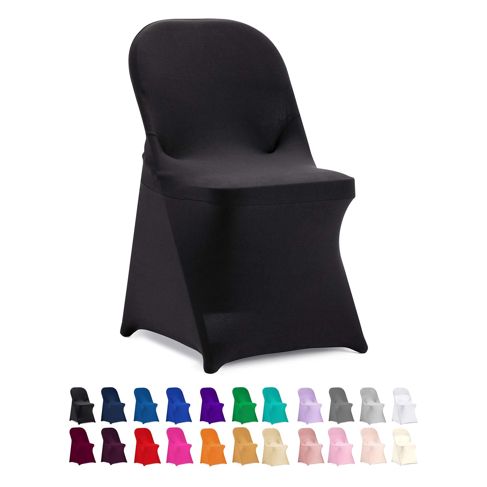 Peomeise Stretch Spandex Folding Chair Cover for Wedding Party Dining Banquet Event (Black,12pcs)