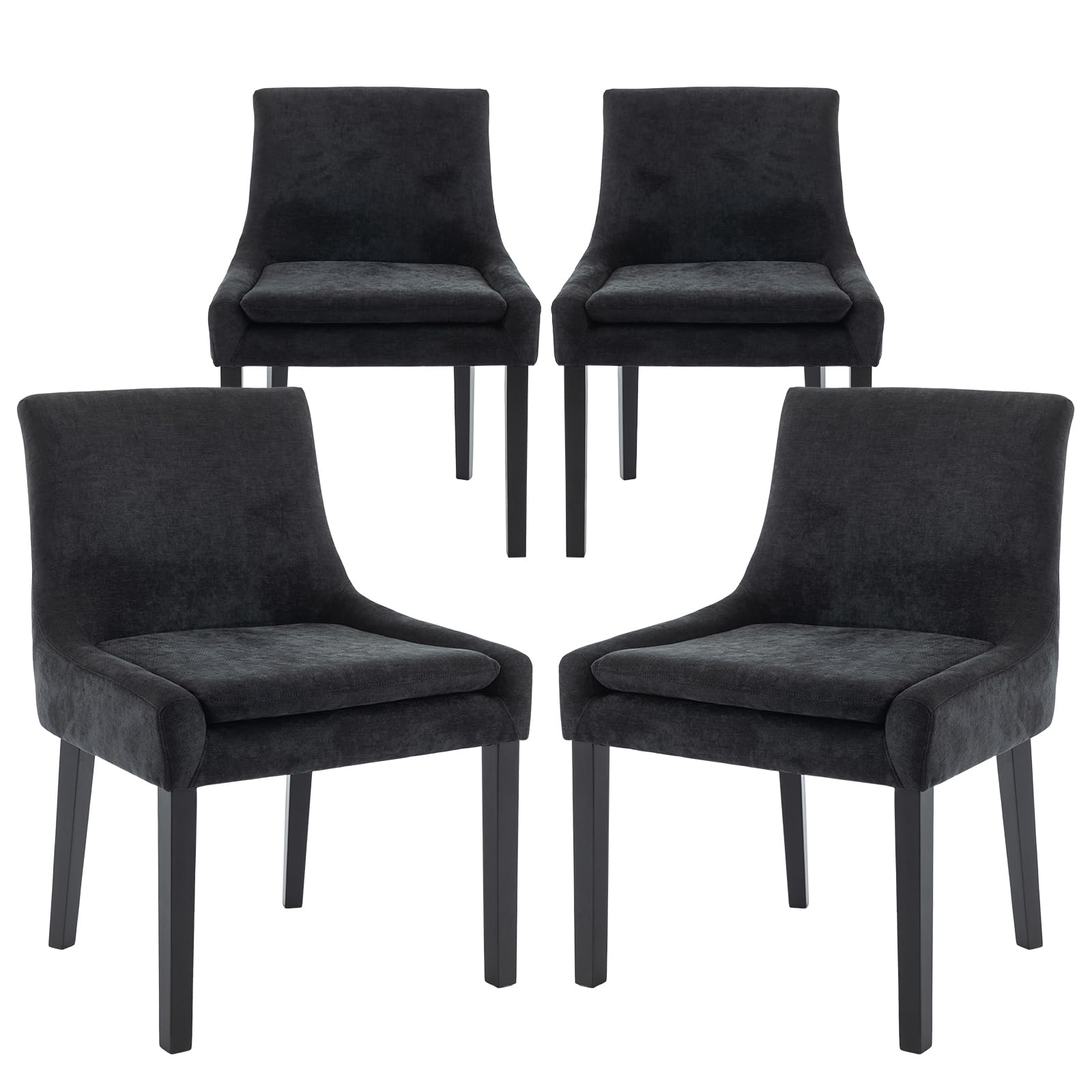 COLAMY Modern Dining Chairs Set of 4, Upholstered Corduroy Accent Side Leisure Chairs with Mid Back and Wood Legs for Living Roo