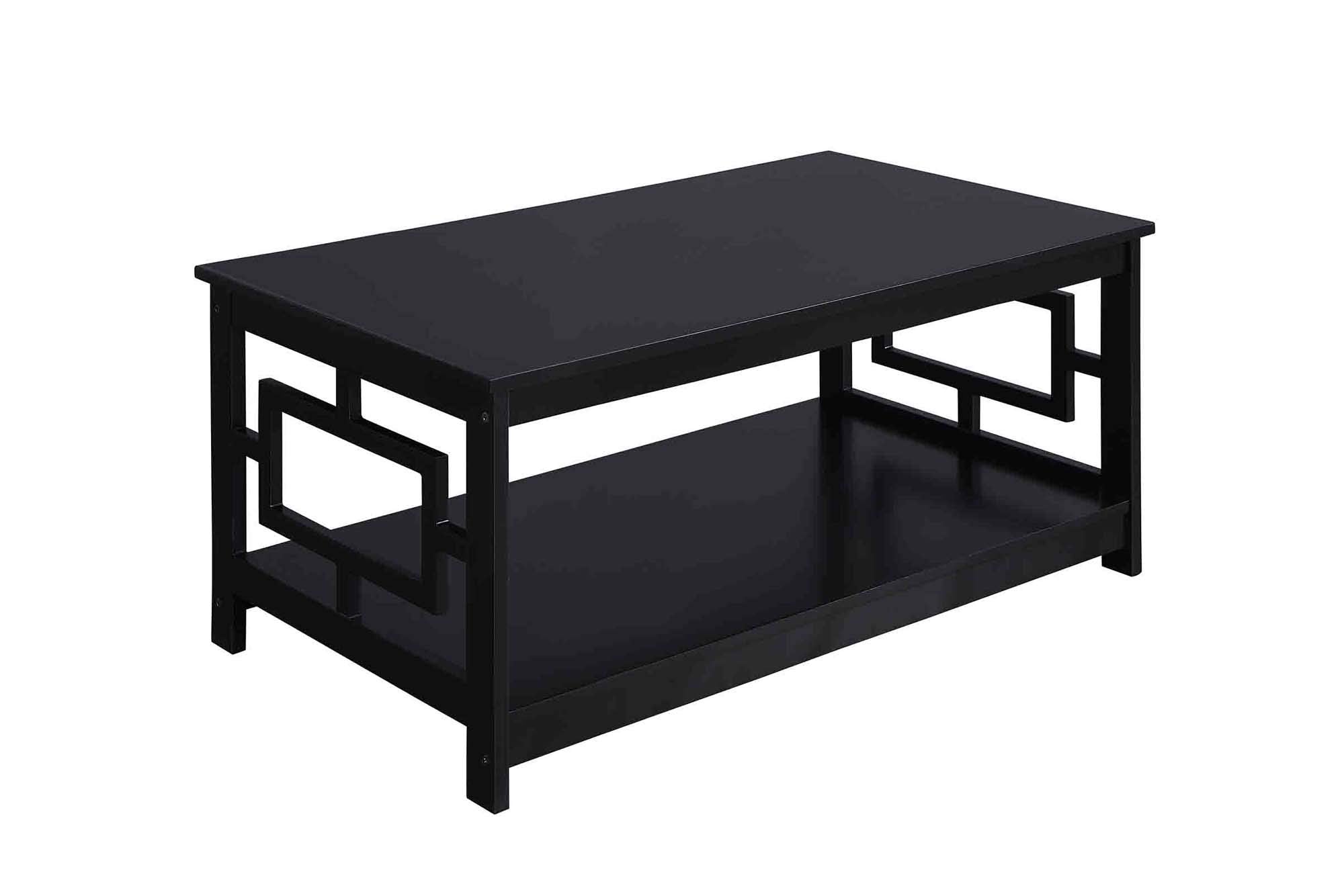 Convenience Concepts Town Square Coffee Table with Shelf, Black