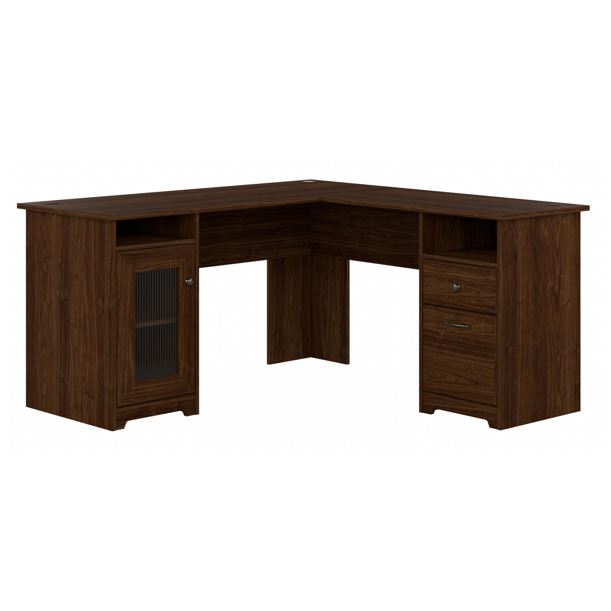 Bush Furniture Cabot L Shaped Computer Desk in Modern Walnut | Corner Table with Drawers for Home Office