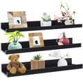 Lavezee 24 Inch Black Wall Mounted Floating Shelves Set of 3, Picture Shelving Ledge for Kitchen, Living Room, Bedroom, Office
