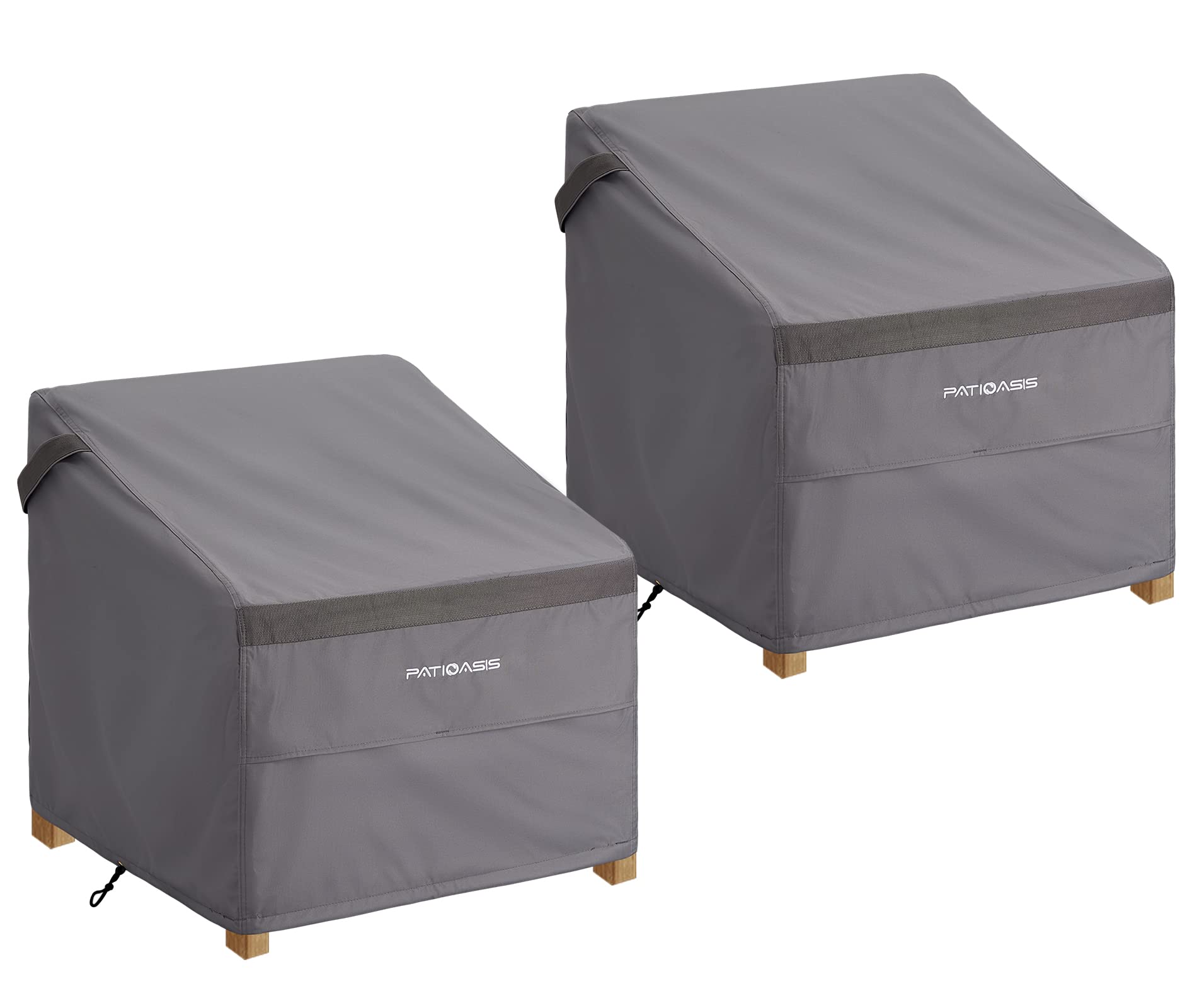 PATIOASIS Waterproof Grey Large Outdoor Rocking Chair Cover 2 Pack 40W x 40D x 36H Hampton Bay Oversized Wicker Patio Furn