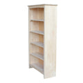 Solid Wood Bookcase 60 High Unfinished Parawood Shelves, Adjustable Storage Organizer, Kitchen/Dining Furniture