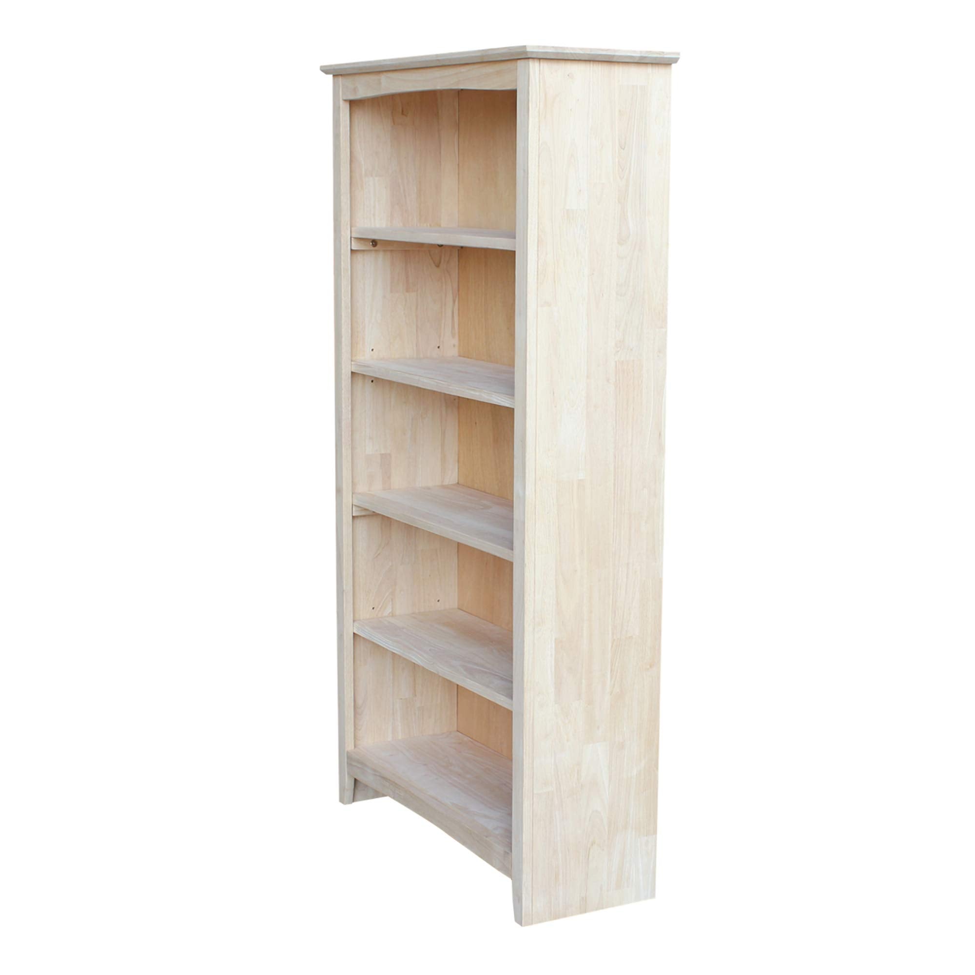Solid Wood Bookcase 60 High Unfinished Parawood Shelves, Adjustable Storage Organizer, Kitchen/Dining Furniture