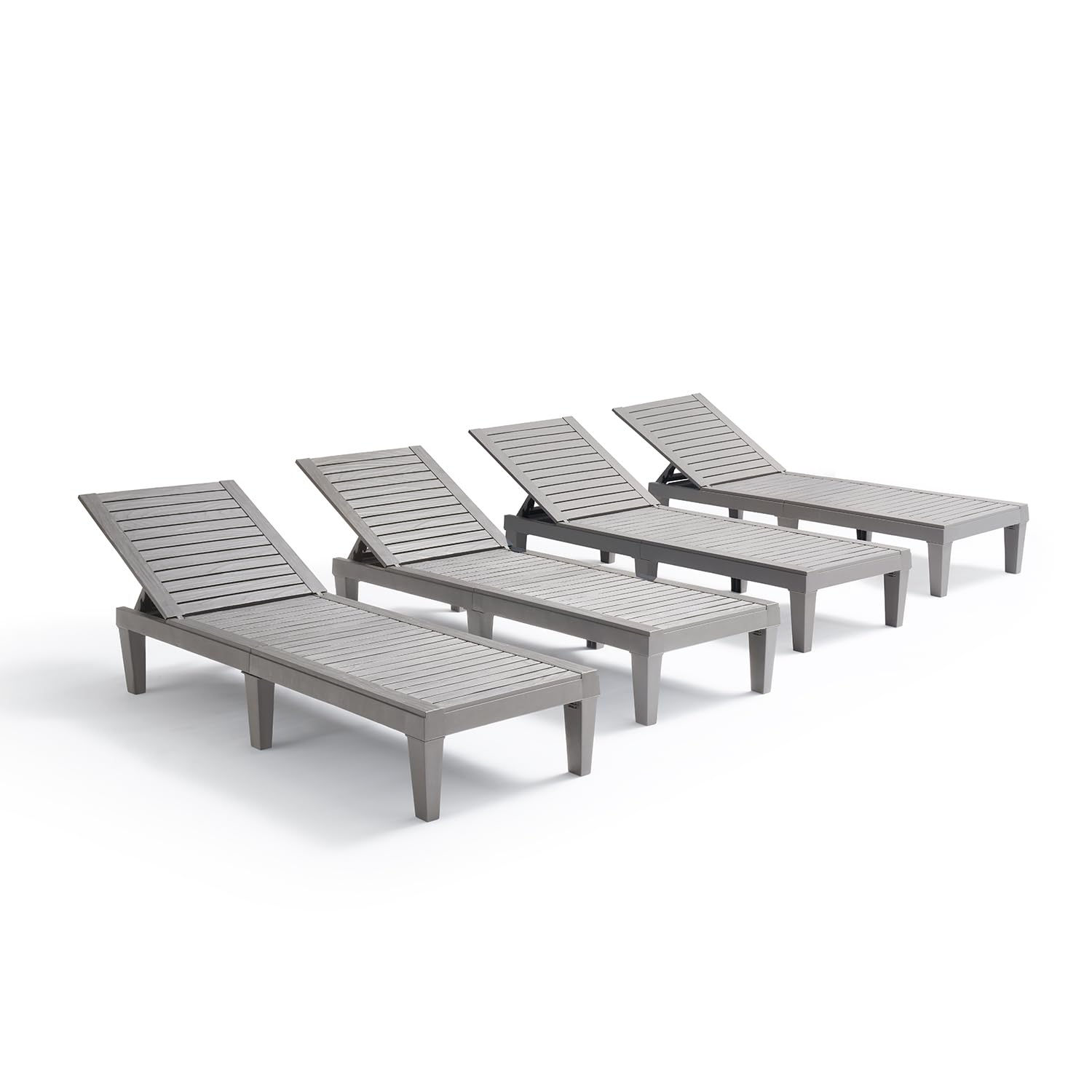 Nestl Patio Chairs - Grey Chaise Lounge Chair Outdoor, 5-Position Adjustable Sun Tanning Chair, Waterproof Pool Lounge Chairs Se