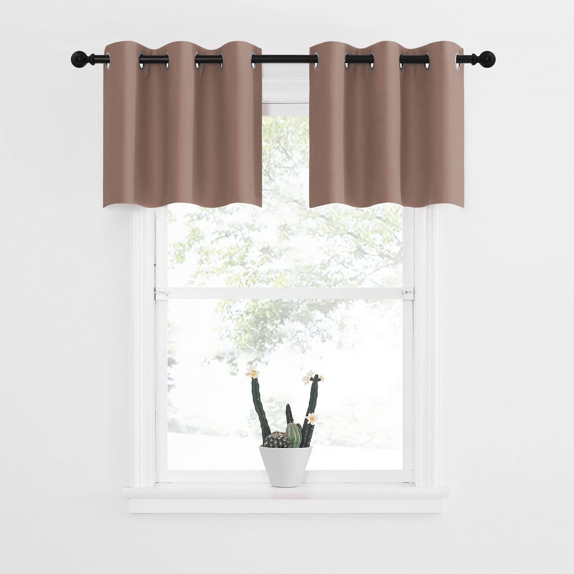 NICETOWN Short Curtains Blackout Tiers Nursery Valance - Thermal Insulated Light Reducing Drapes for Babys Bedroom(1 Pair, 42W 