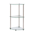 Convenience Concepts Designs2Go Classic Glass 3-Tier Corner Shelf 13.75 - Modern Media Bookshelf with Storage Shelves for Living