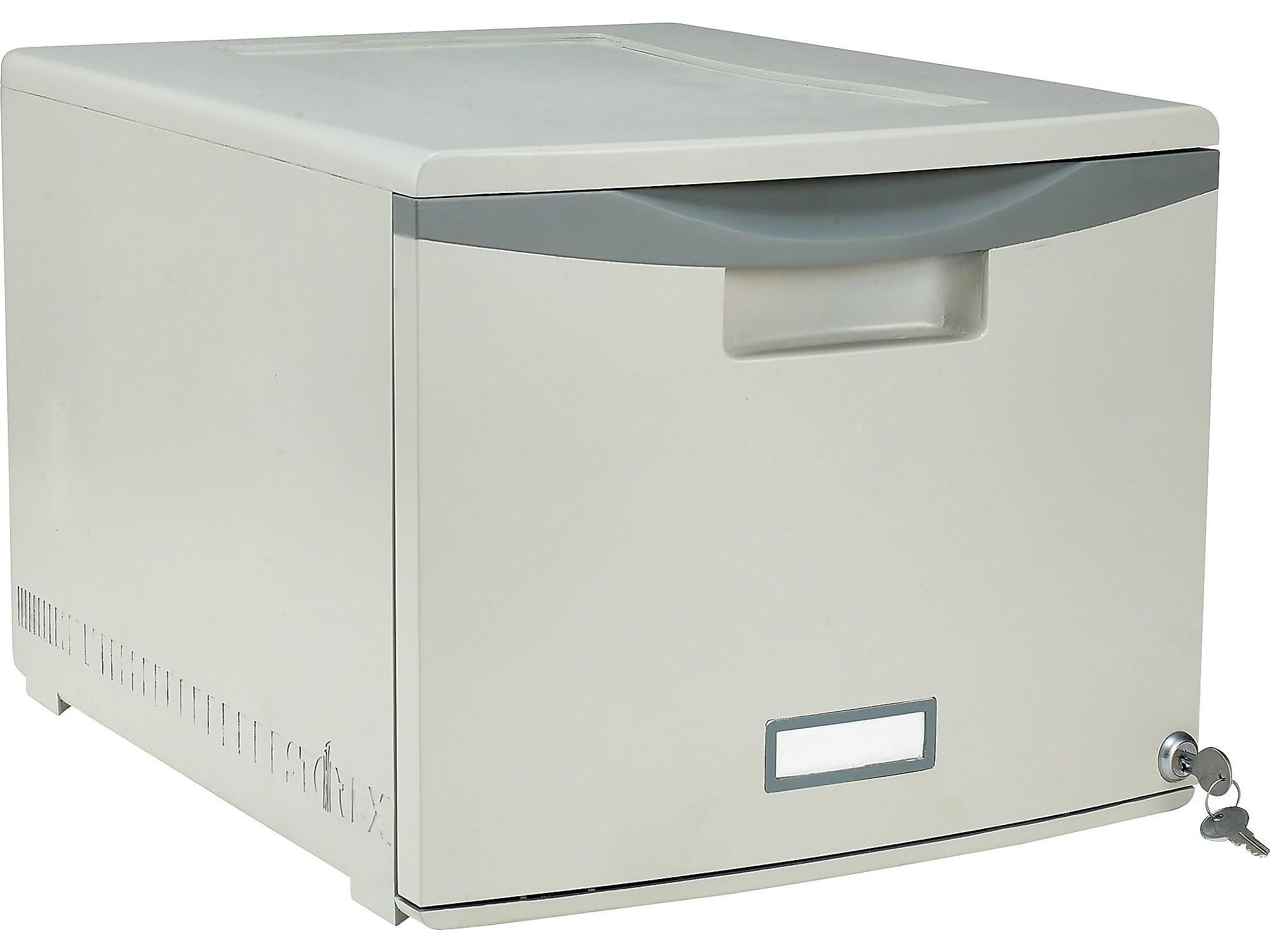Storex Plastic One-Drawer File Cabinet - Locking Document Organizer for Home and Office, Gray, 1-Pack (61251B01C)