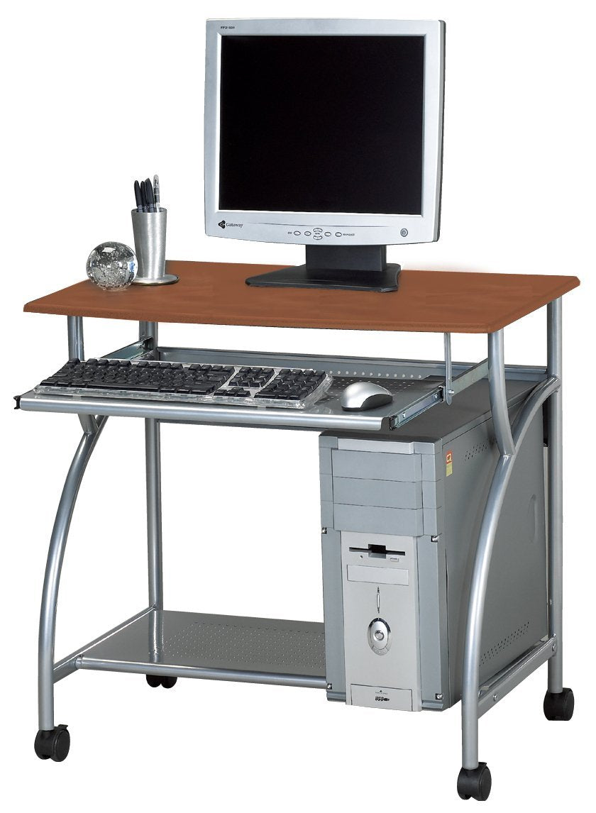 Mayline SOHO Mobile Argo Personal Computer Workstation, Medium Cherry Tf, Metallic Gray Frame