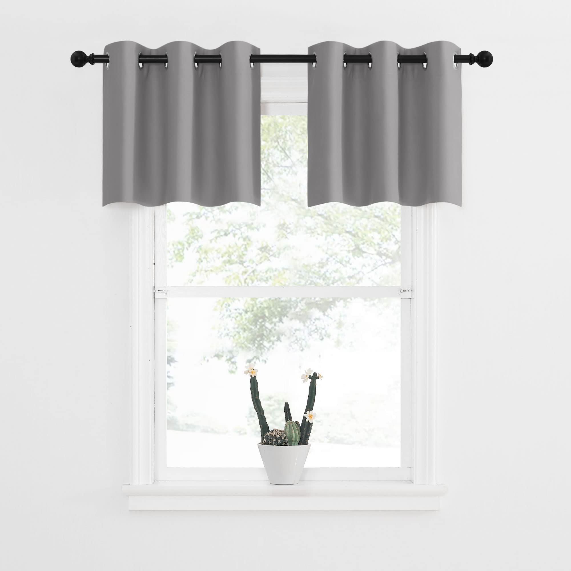 NICETOWN RV Window Curtains, Blackout Curtain Valances Small Window Decor Energy Efficiency Tiers for Kitchen Basement Bath Tub 
