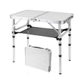 YihuiKo Folding Picnic Table, Small Camping Table with Adjustable Heights, Portable Lightweight Aluminum Side Table for Office, 