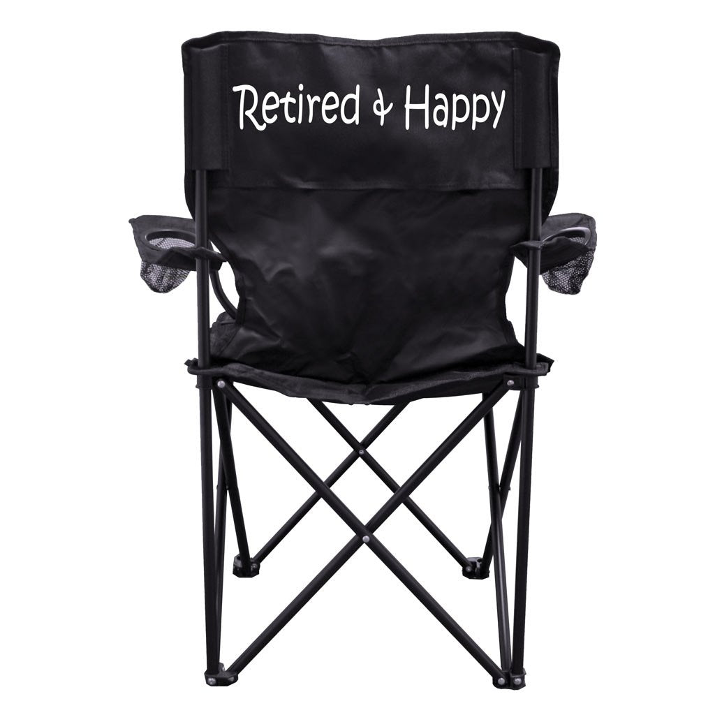VICTORYSTORE Outdoor Camping Chair, Retired and Happy Camping Chair with Carry Bag