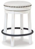 Signature Design by Ashley Valebeck 24 Counter Height Upholstered Swivel Stool, White & Black