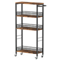 Slim Storage Cart Rolling Kitchen Cart with Wheels Narrow Laundry Storage Utility Cart 4 Tier Bathroom Mobile Shelving Unit Orga