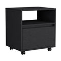 Tuhome Austin Nightstand, Casters, Single Drawer-Black