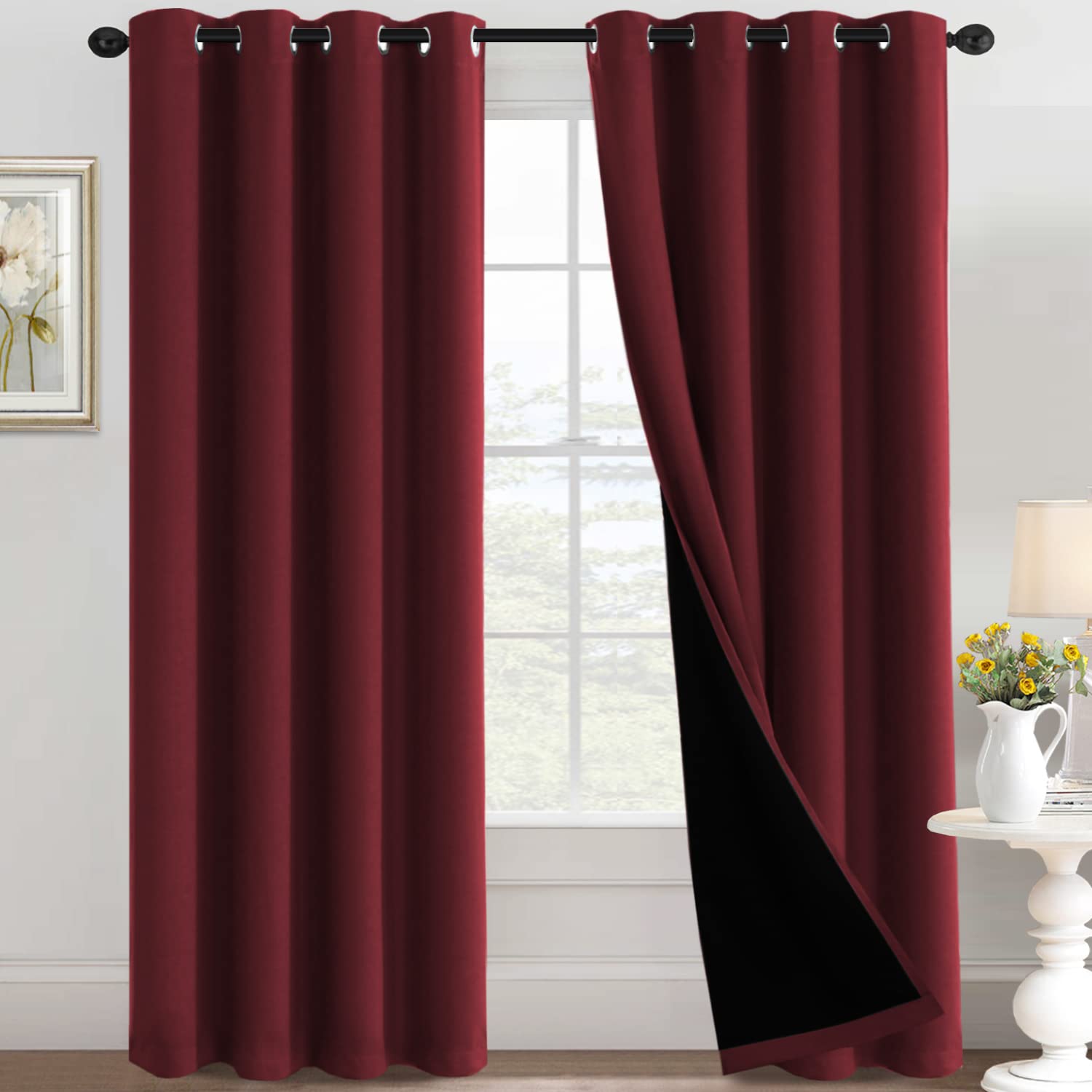 H.VERSAILTEX 100% Blackout Curtains for Bedroom Thermal Insulated Blackout Curtains for Living Room Energy Efficiency Window Dra