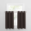 PONY DANCE Short Kitchen Curtains for Windows - (42 x 36 inches, Brown, 2 Pieces) Grommet Top Window Treatments Short Drapes/Val