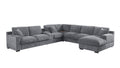Celine Light Gray Chenille Fabric Corner Sectional Sofa with Right-Facing Chaise, Cupholders, and Charging Ports
