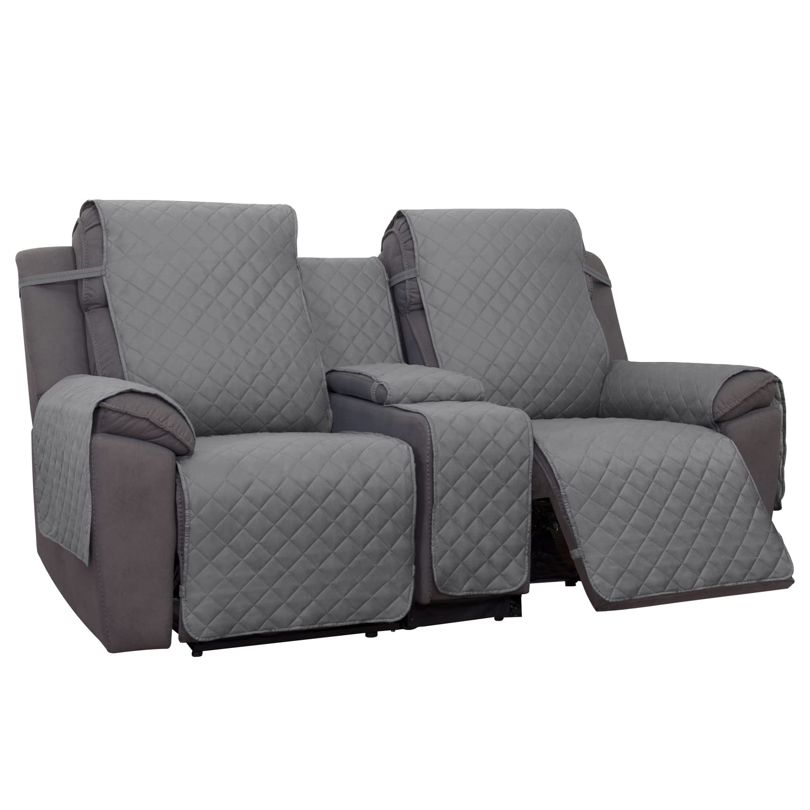PureFit Water Resistant Reversible Loveseat Recliner Couch Cover with Console - Non Slip Split Washable Sofa Cover for 2 Seat Re