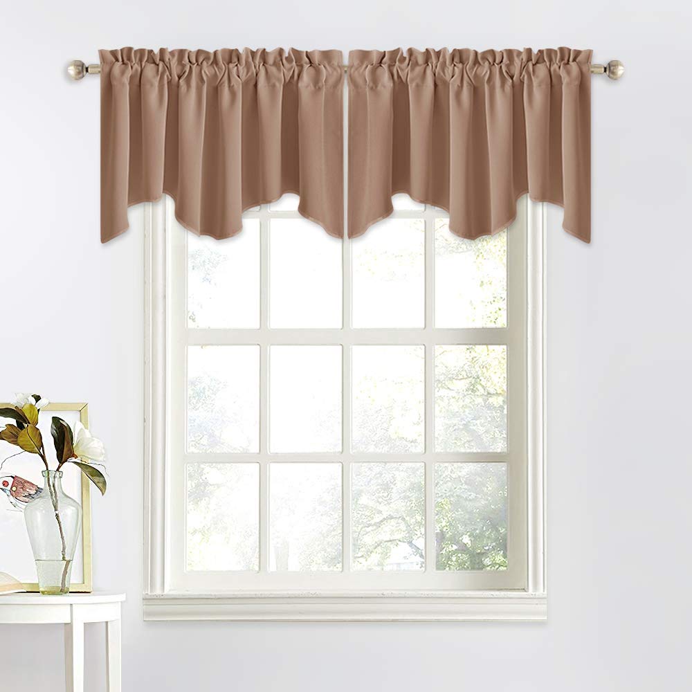 NICETOWN Blackout Valances Short Curtains - W52 inches by 18 inches Half Window Topper Valance Tier Panel Drapes with Rod Pocket