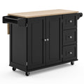 Homestyles Dolly Madison Kitchen Cart with Wood Top and Drop Leaf Breakfast Bar, Rolling Mobile Kitchen Island with Storage and 