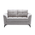 Benjara Odin 60 Inch Modern Loveseat, Tufted Cushions, Light Gray Velvet Upholstery