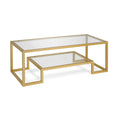 Henn&Hart 45 Wide Rectangular Coffee Table in Brass, Modern coffee tables for living room, studio apartment essentials
