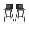 Flash Furniture Caleb Modern Commercial Barstools with Footrests - Black LeatherSoft -30 Inch - Black Matte Iron Frame - Armless