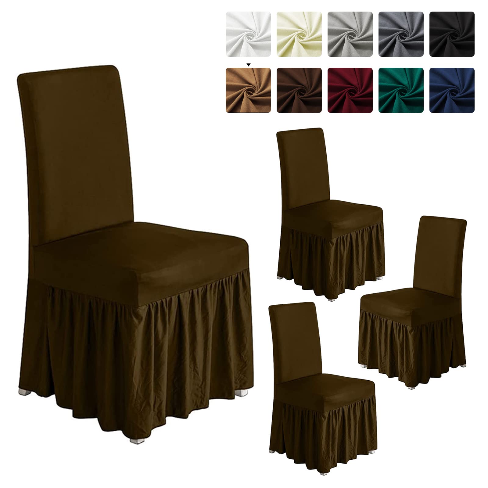 molasofa Chair Covers for Dining Room Set of 4,Dining Chair Slipcover with Skirt,Washable Seat Covers Protector for Hotel Ceremo