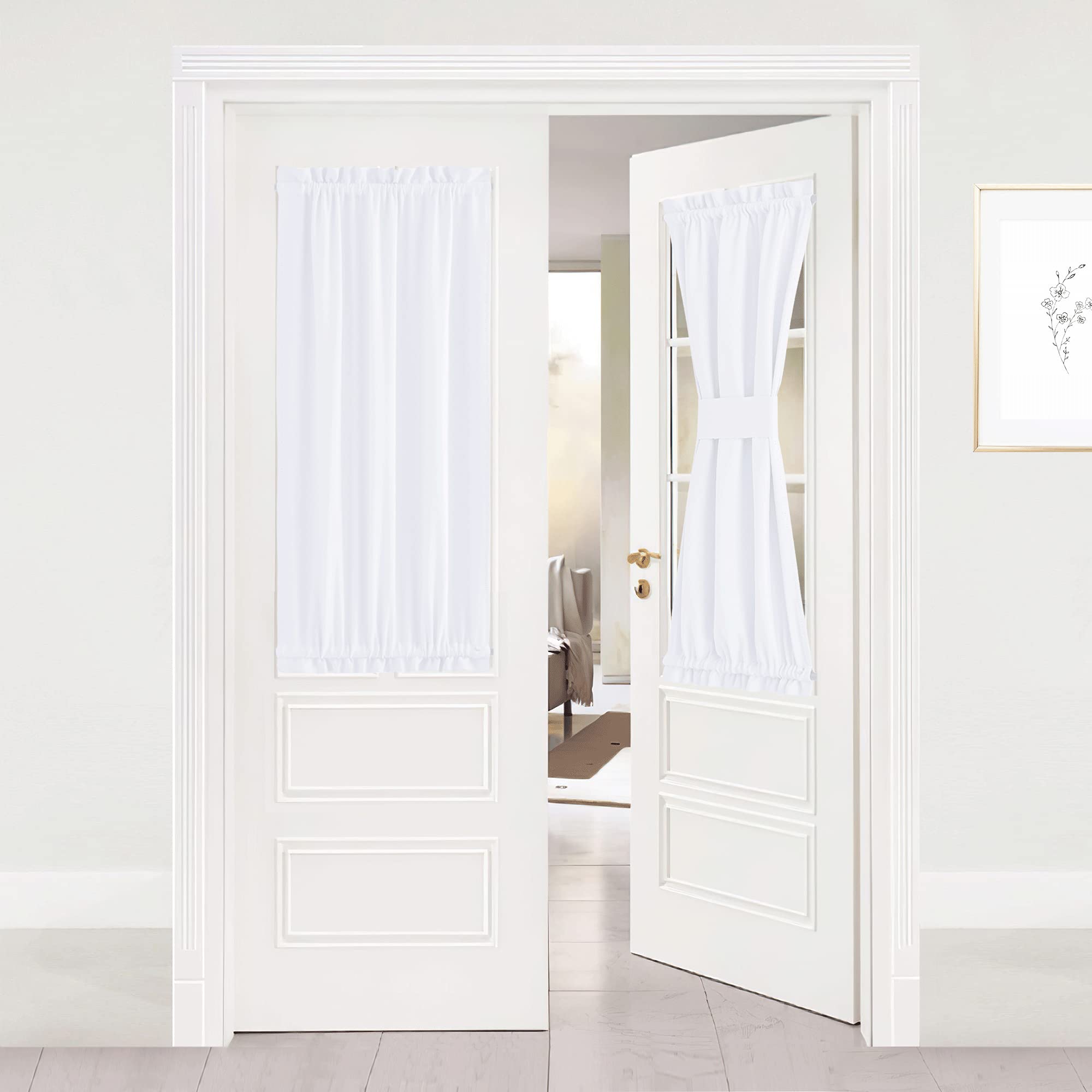 NICETOWN Pure White Sidelight Door Panel - 50% Light Blocking Side Lights Thermal Insualted Curtain and Drapery for Small Bathro