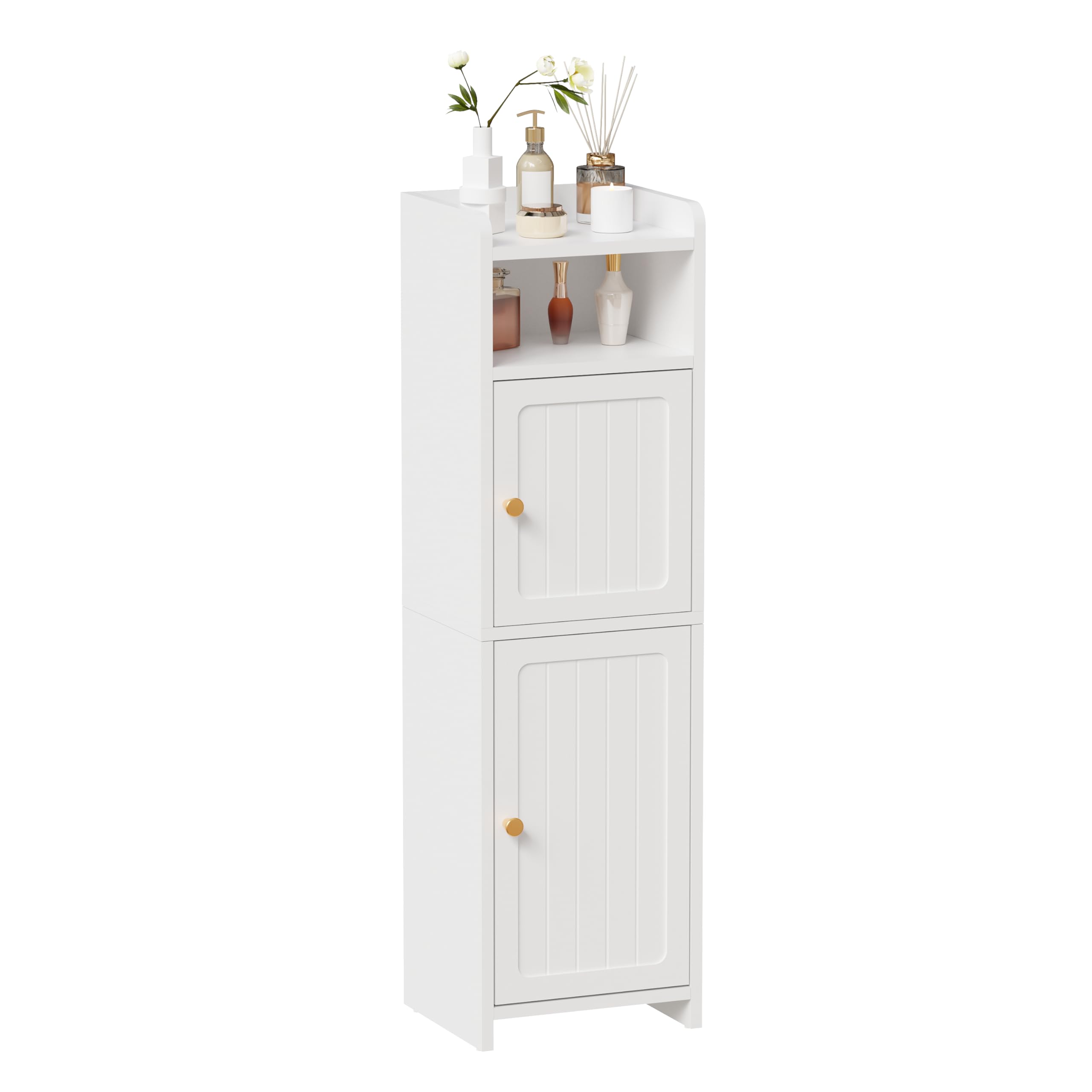 BEWISHOME Small Bathroom Cabinet ,Bathroom Storage Cabinet with Adjustable Shelves & 2 Doors,Narrow Toilet Paper Cabinets,7.9 x 