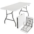 MAKE CHANGES Folding Table 6ft - Heavy Duty Plastic Table with Handle, Foldable & Portable, Fold-in-Half Utility Tables for Outd