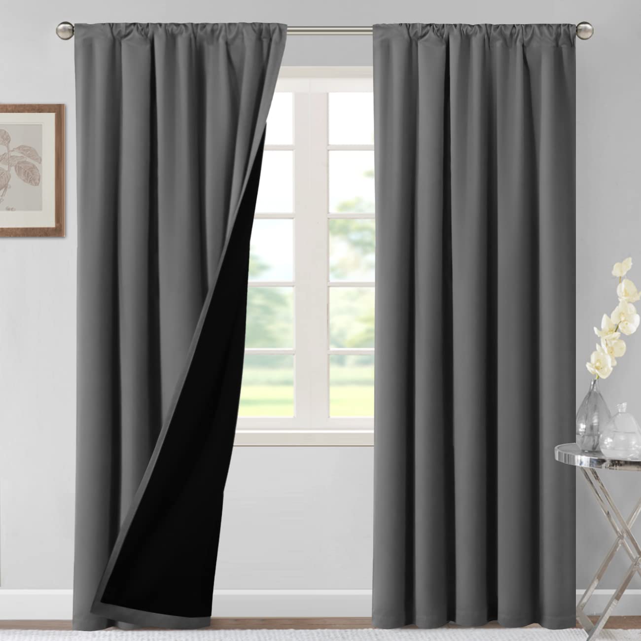 H.VERSAILTEX 100% Blackout Curtains for Bedroom Thermal Insulated Curtains & Drapes Blackout Curtains 84 Inches Long Rod Pocket 