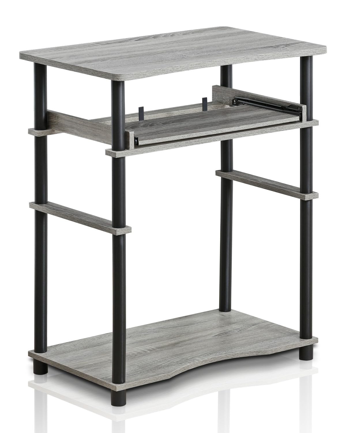 Furinno 10016GYW/BK Home Laptop Notebook Computer Desk, French Oak Grey/Black