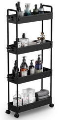 SOLEJAZZ Slim Storage Cart, 4 Tier Bathroom Organizer Mobile Shelving Unit, Rolling Utility Cart Slide Out Organizer for Kitchen