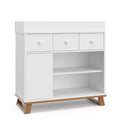 Storkcraft Modern Nursery Changing Table Dresser (White with Vintage Driftwood) - GREENGUARD Gold Certified, Baby Dresser With C