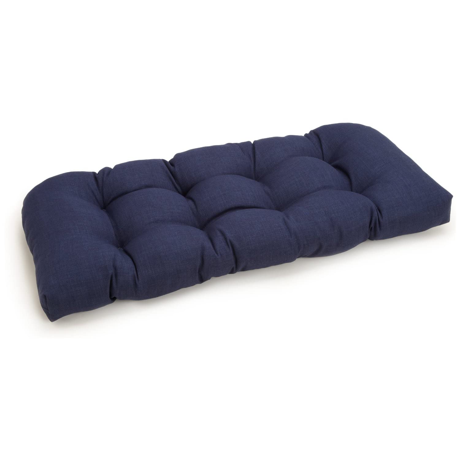Blazing Needles Indoor/Outdoor Rounded Back Loveseat Cushion, 42 x 19, Azul