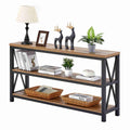 FATORRI Industrial Console Table for Entryway, Wood Sofa Table, Rustic Hallway Tables with 3-Tier Shelves for Living Room (55 In