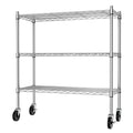 Auslar 3-Shelf Storage Shelves with Casters Heavy Duty 3-Tier Rolling Cart Utility Racks Adjustable Wire Metal Storage Shelving,