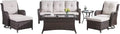 HUMMUH Patio Furniture Set 7 Pieces Wicker Outdoor Sectional Sofa with Swivel Rocker Chairs,Coffee Side Table,Outdoor Ottomans f