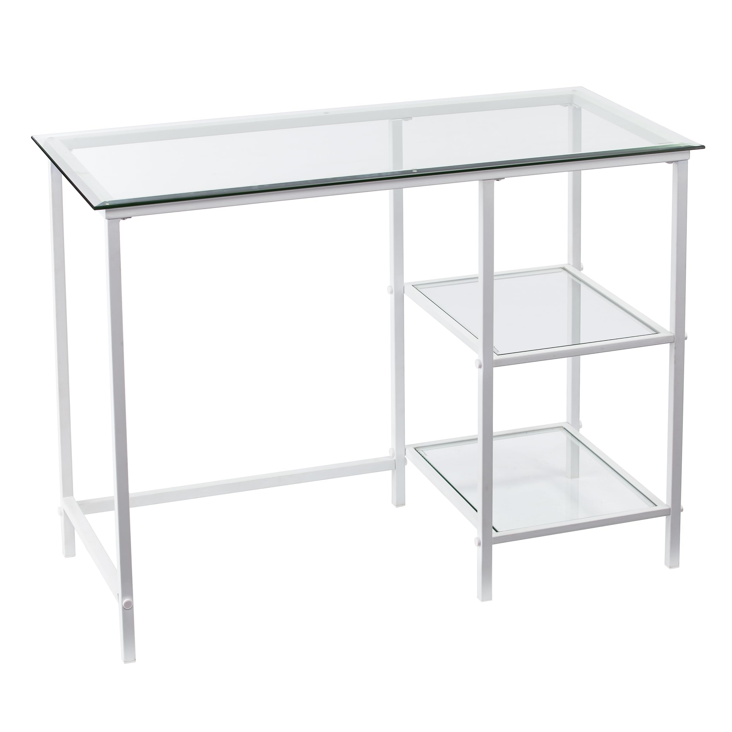 SEI Furniture Layton Metal/Glass Student Desk, White