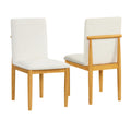 HomePop Modern Upholstered Farmhouse Dining Chairs - Cream White Textured Woven (Set of 2)