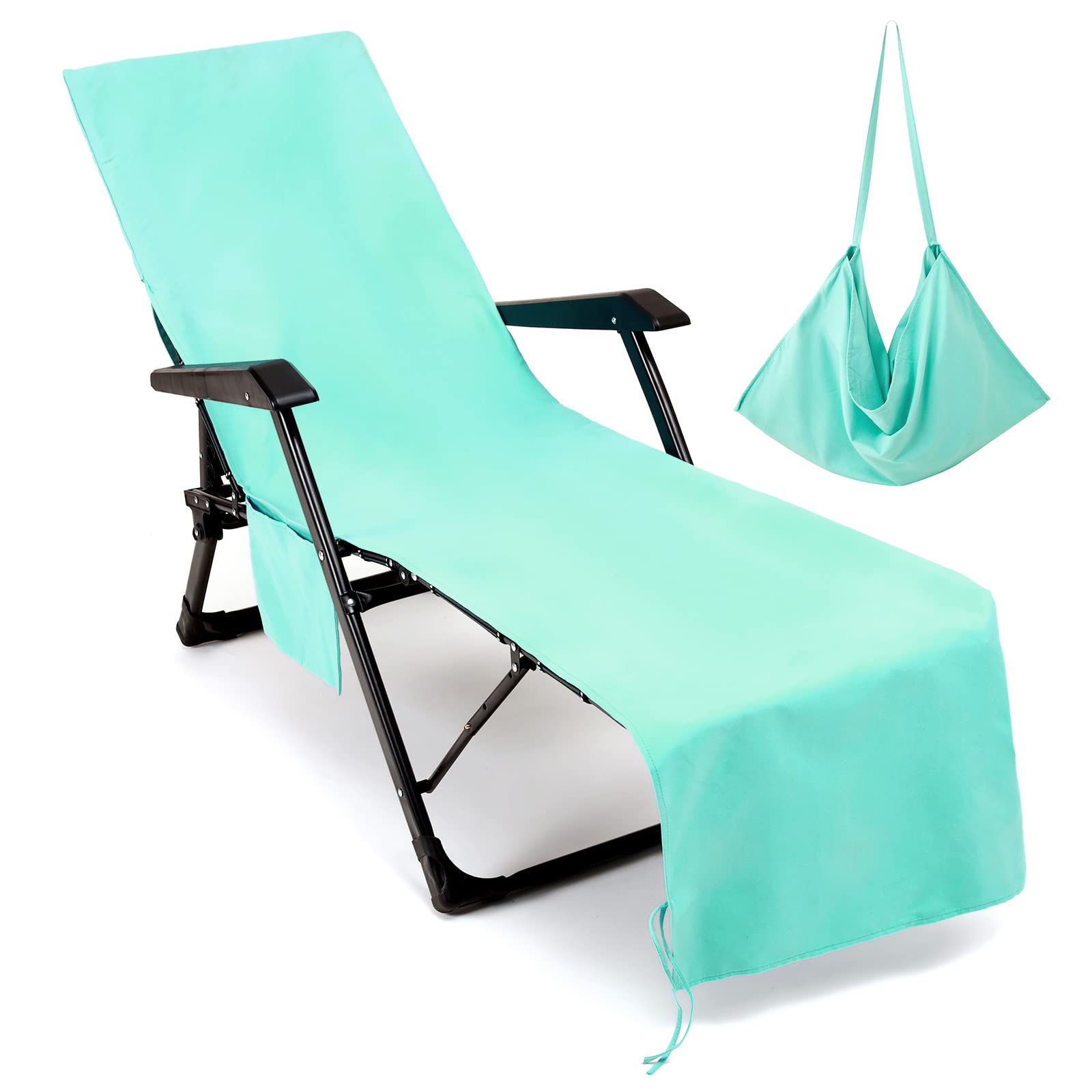 VOcOOL Microfiber Beach chair Towel cover Lounge chair cover Swimming Pool chair cover with Pockets Holidays Sunbathing Soft and