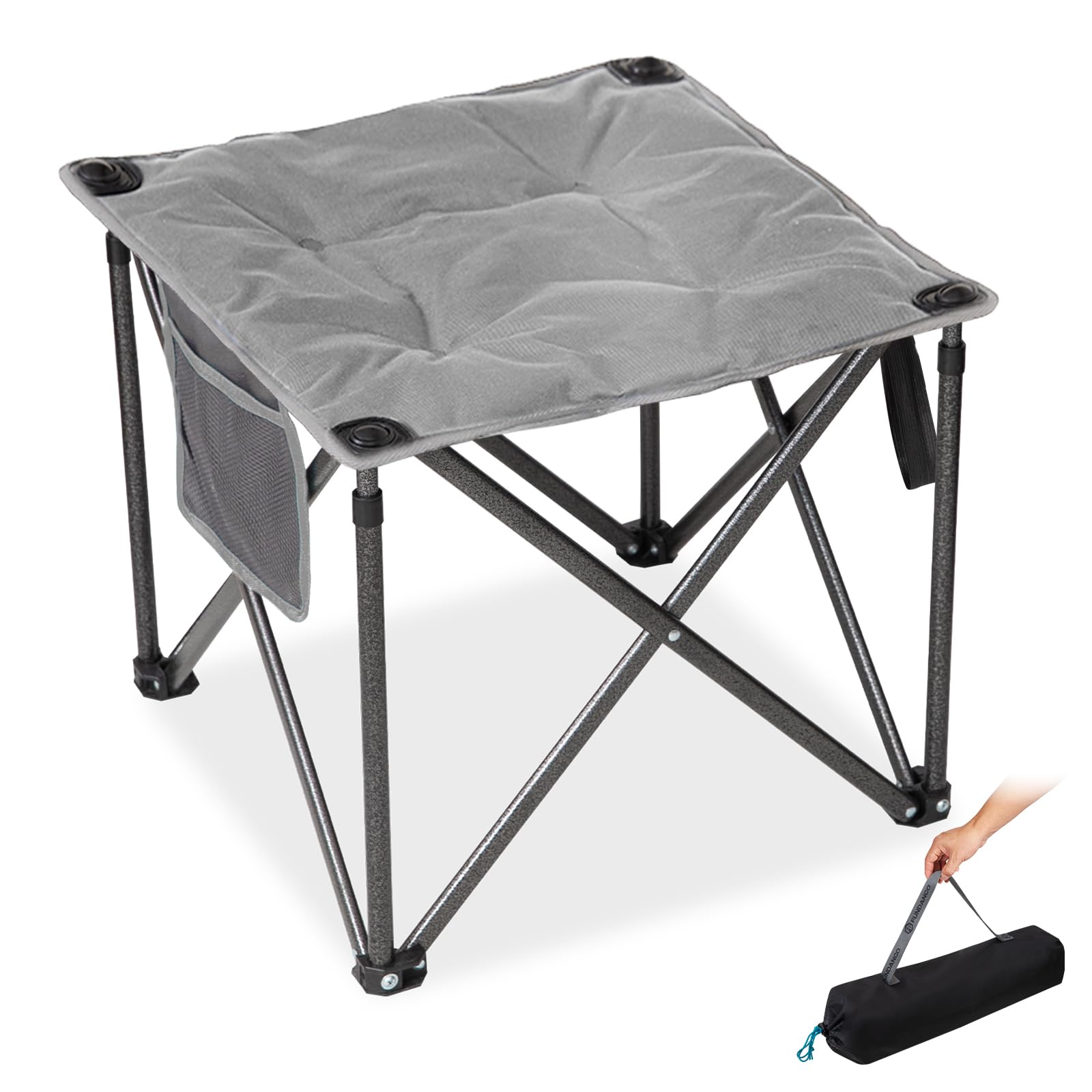FUNDANGO Folding Camping Stool, 18.1 Inch Oversized Foot Rest 400 Lbs Heavy Duty Portable Padded Stools Seat Anti-Slip Foots & C