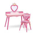 Wildkin Kids Princess Vanity & Chair Set - Wooden Vanity for Girls with Mirror, Jewelry Box & Music Box, with Removable Cushione