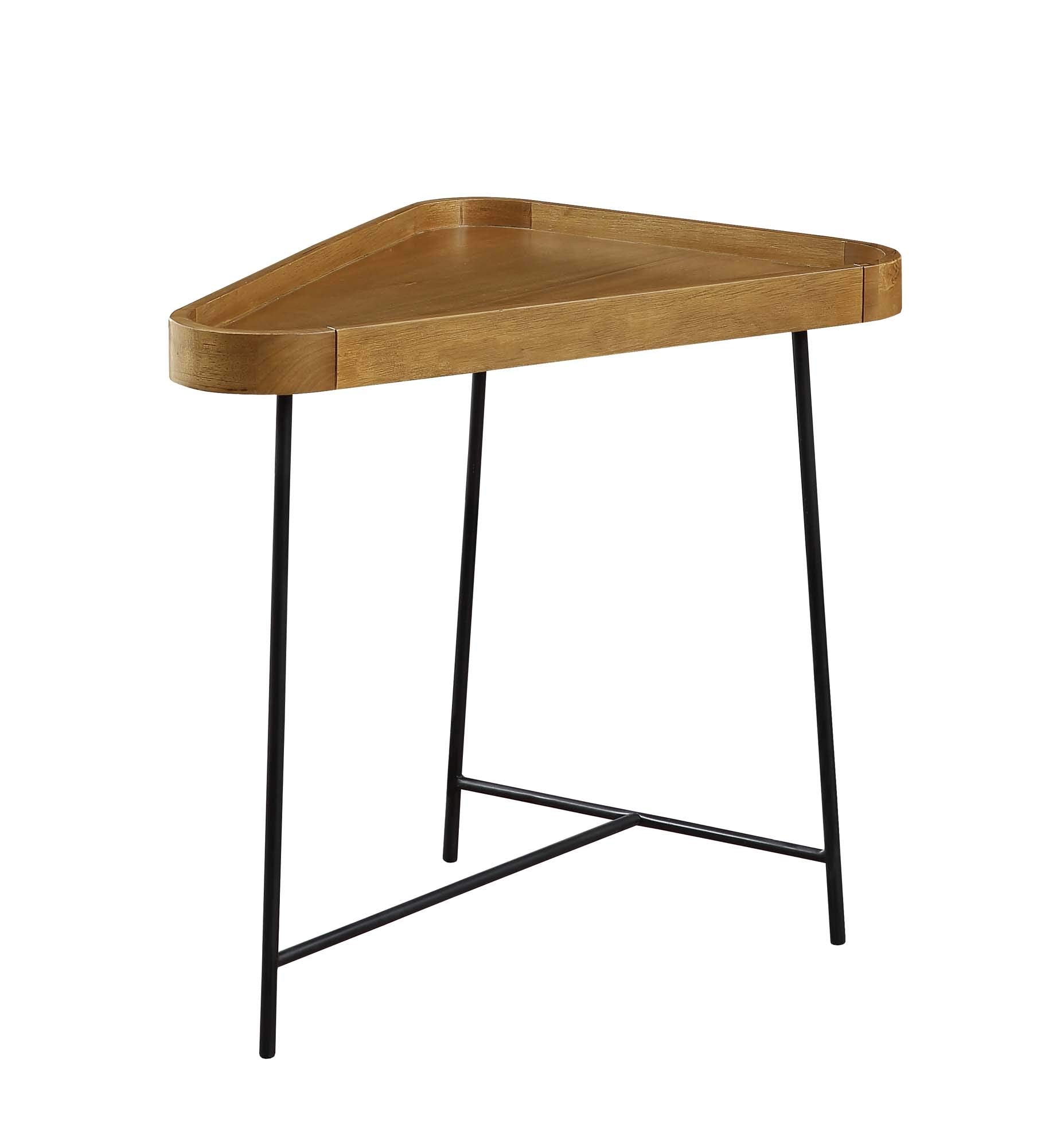 Convenience Concepts Lunar Triangle Wedge End Table 27 - Modern Side Table for Living Room Table with Iron Hairpin-Style Legs, I