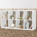 Fencer Wire 13-Inch Storage Organizer Shelf, Extra Thick Exterior Edge, Open Bookcase Divider, 6-8-9 Cube, Rustic Grey Oak and W